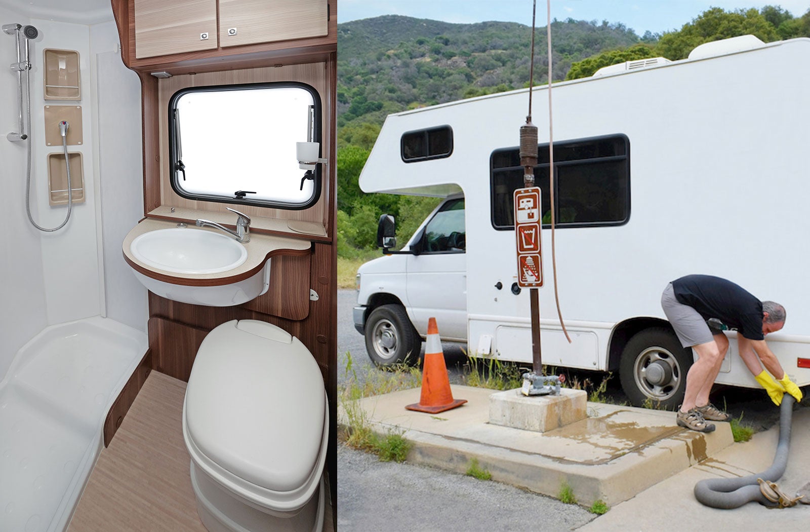 Portable RV/camper toilet and holding tank setup in Opelika, Alabama